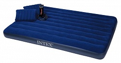 Надувной матрас Intex 64765  (152х203х25 ) комплект с 2 подушками и ручным насосом Fiber-Tech 